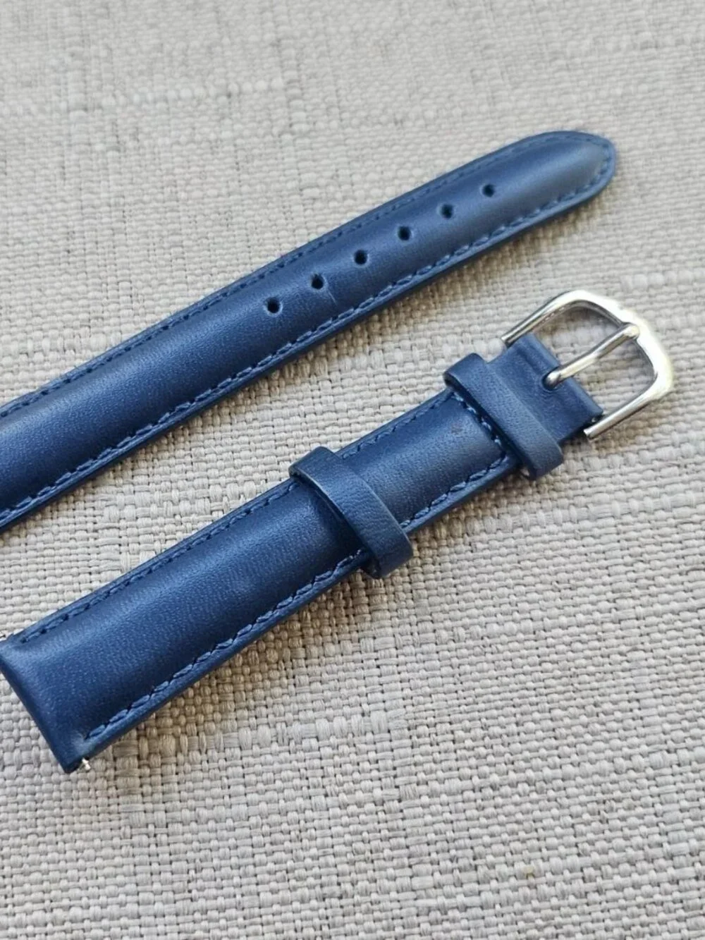 Replacement Strap Blue Leather Two Piece Strap for Watch 12mm New Unbranded